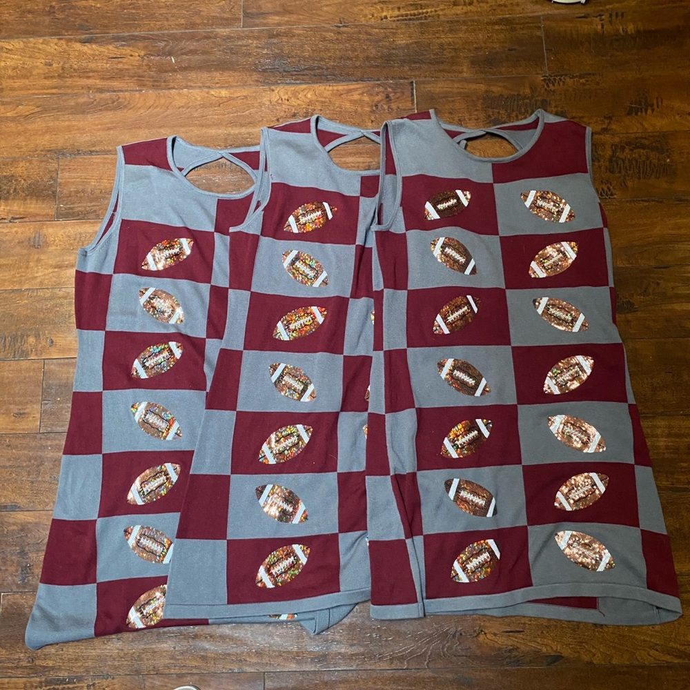 Queen of Sparkles Garnet & Black Football Checkered Dress - Picture 11 of 11